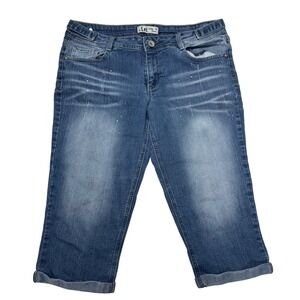 Y2K LEI Ashley Low Rise Rhinestone Capri Jeans Juniors 13 (Womens 8/10)